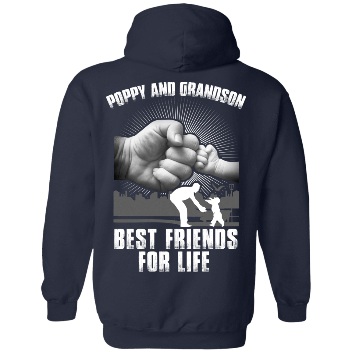 Poppy And Grandson Best Friends For Life-T-Shirt & Hoodie-Pullover Hoodie-Navy