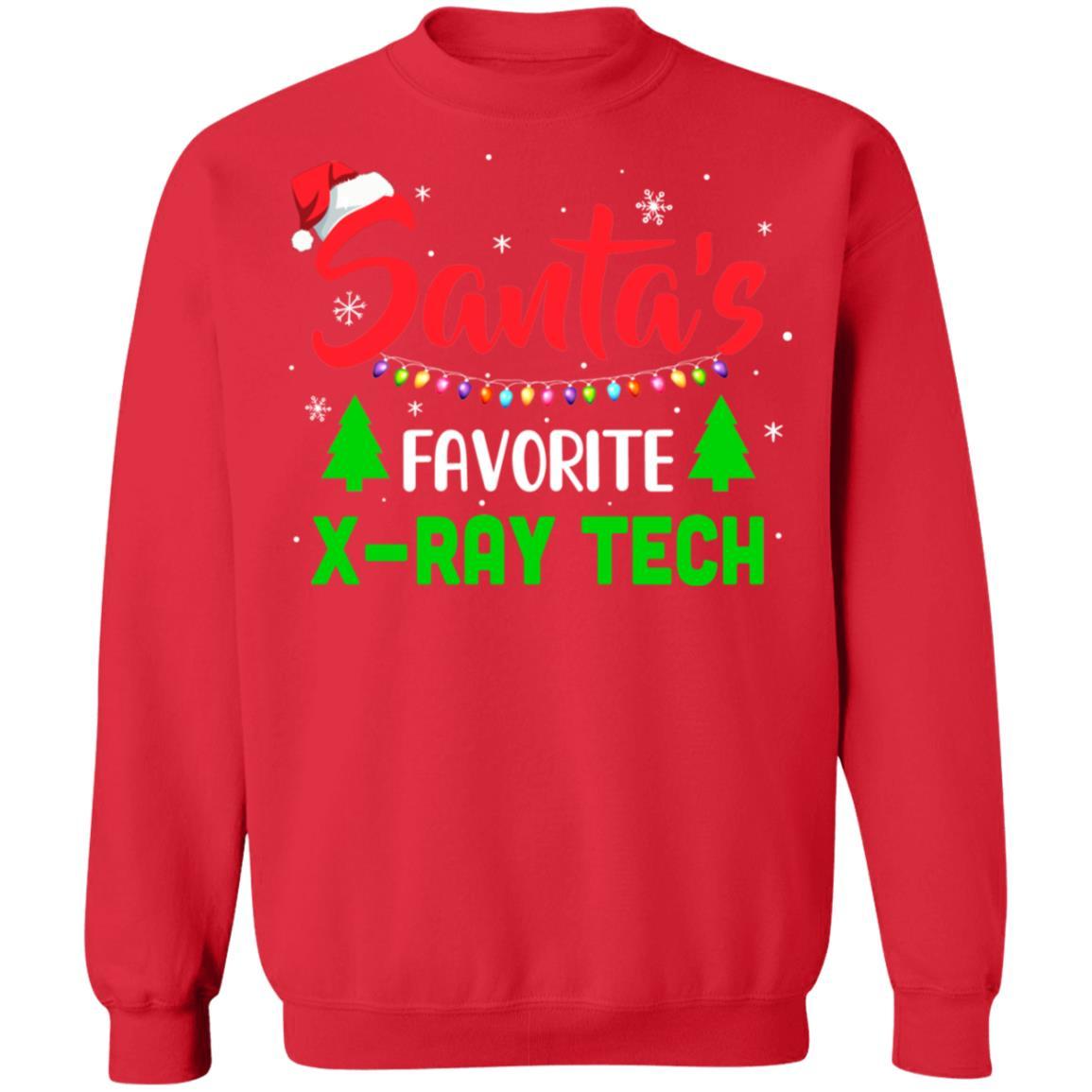 Santa's Favorite X-ray Tech Funny Christmas Xmas Gifts-T-Shirt & Sweatshirt-Crewneck Sweatshirt-Red