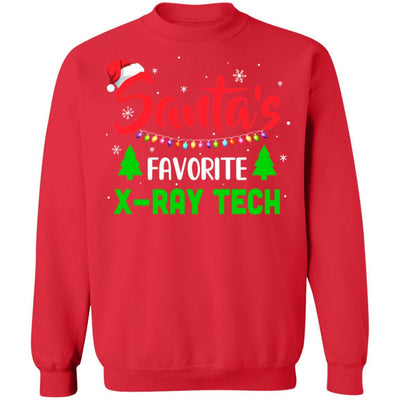 Santa's Favorite X-ray Tech Funny Christmas Xmas Gifts-T-Shirt & Sweatshirt-Crewneck Sweatshirt-Red