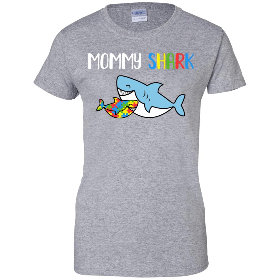 Mommy Shark Support Autism Awareness For Child-T-Shirt & Hoodie-Women's T-Shirt-Sport Grey
