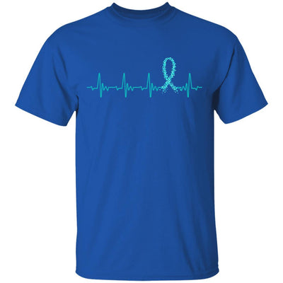 Ovarian Cancer Awareness Teal Ribbon Heartbeat-T-Shirt & Hoodie-Classic T-Shirt-Royal