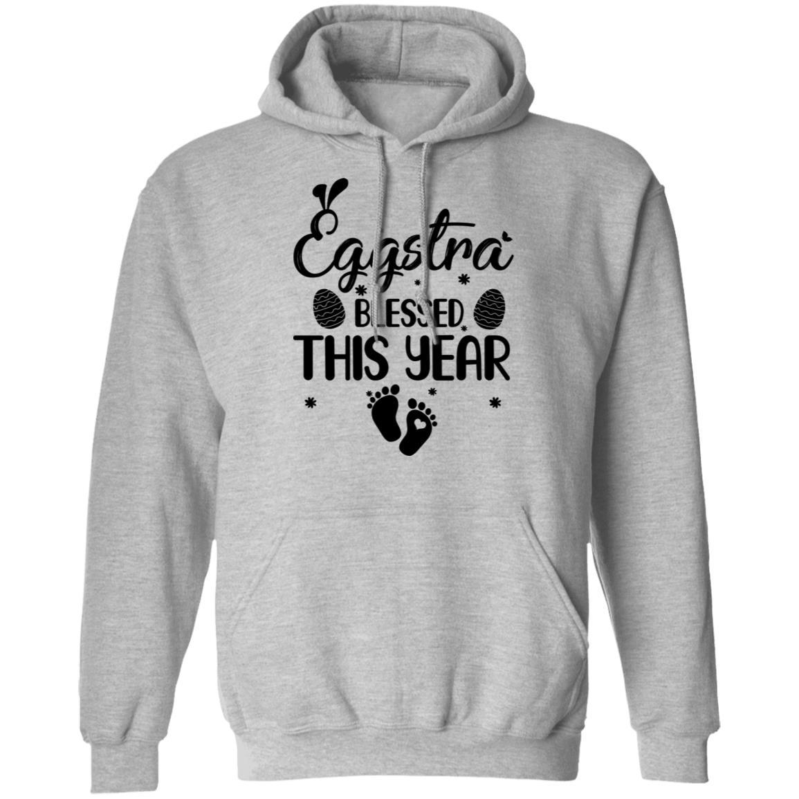 Womens Eggstra Blessed This Year Costume Funny Easter Pregnancy-T-Shirt & Tank Top-Pullover Hoodie-Sport Grey