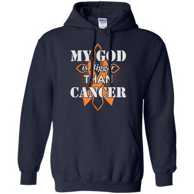 My God Is Bigger Than Cancer Orange Awareness Ribbon-T-Shirt & Hoodie-Pullover Hoodie-Navy