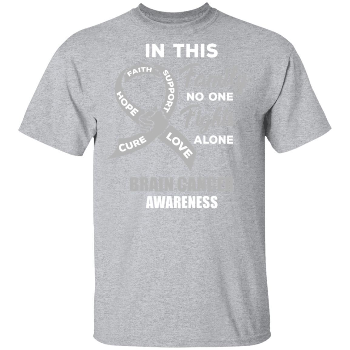In This School No One Fights Brain Cancer Awareness Alone-T-Shirt & Hoodie-Classic T-Shirt-Sport Grey
