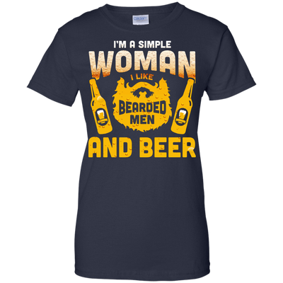 I'm A Simple Woman I Like Bearded Men And Beer-T-Shirt & Hoodie-Women's T-Shirt-Navy