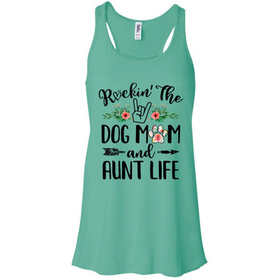 Rockin' The Dog Mom And Aunt Life Mother's Day Gift-T-Shirt & Tank Top-Women's Flowy Racerback Tank-Teal