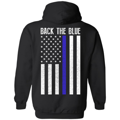 BACK THE BLUE Thin Blue Line Flag-T-Shirt & Hoodie-Pullover Hoodie-Black