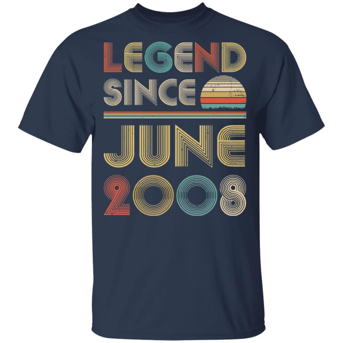 Legend Since June 2008 Vintage 13th Birthday Gifts Youth-Youth Shirt-Youth T-Shirt-Navy