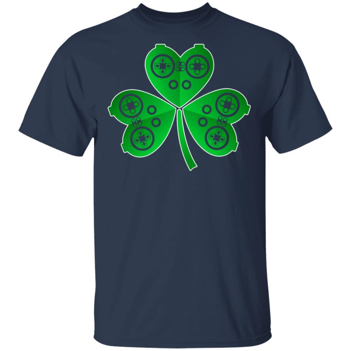 Video Game Controller St Patrick's Day Shamrock Gift Boys-T-Shirt & Hoodie-Classic T-Shirt-Navy