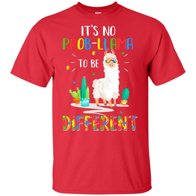 No Prob Llama To Be Different Llama Autism Awareness Gift Youth-Youth Shirt-Youth T-Shirt-Red