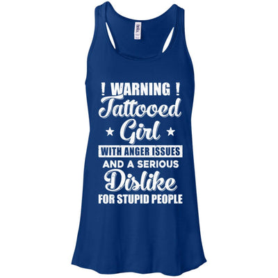 Warning Tattooed Girl With Anger Issues-T-Shirt & Tank Top-Women's Flowy Racerback Tank-True Royal