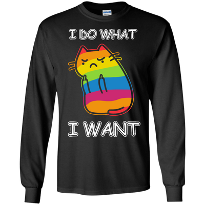 Rainbow Cat I Do What I Want-T-Shirt & Hoodie-Long Sleeve T-Shirt-Black