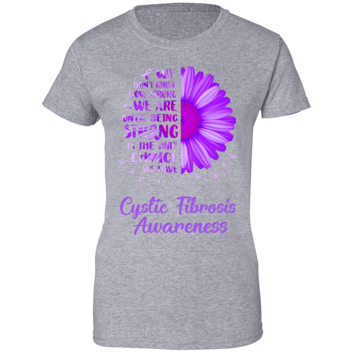 Being Strong Daisy Flower Purple Cystic Fibrosis Awareness-T-Shirt & Hoodie-Women's T-Shirt-Sport Grey