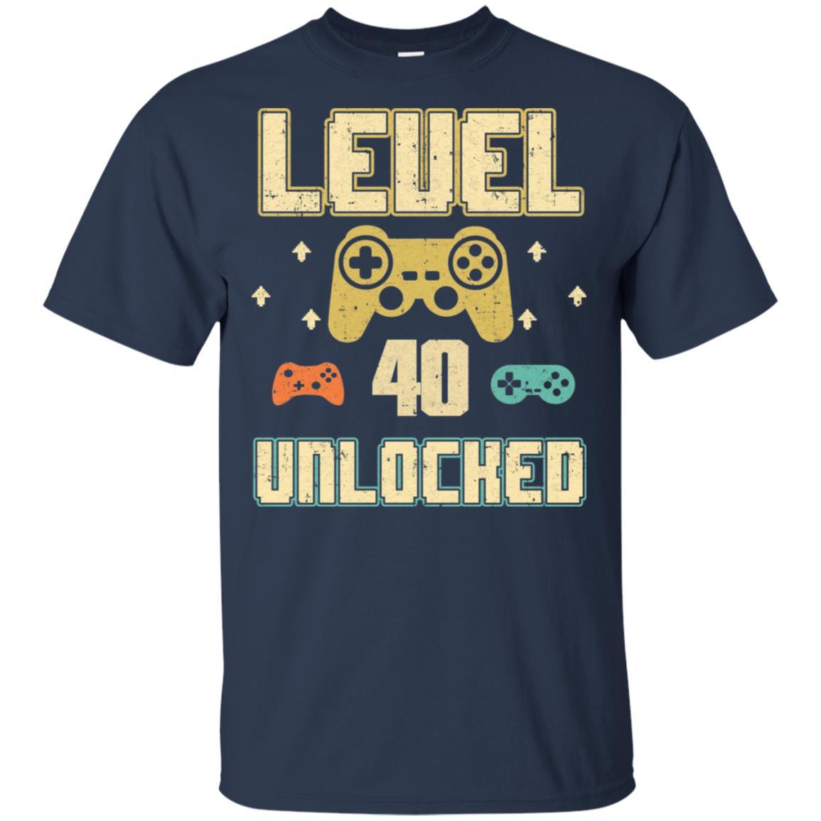 Level 40 Unlocked Video Gamer 40th Birthday Gift-T-Shirt & Hoodie-Classic T-Shirt-Navy