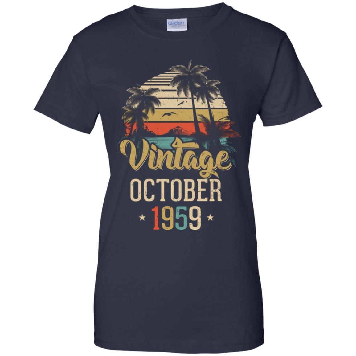 Retro Classic Vintage October 1959 62th Birthday Gift-T-Shirt & Hoodie-Women's T-Shirt-Navy