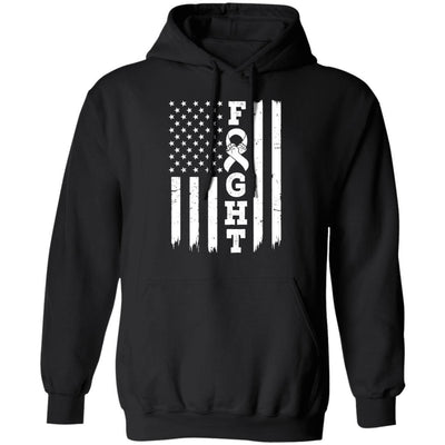 Lung Cancer Awareness American Flag Distressed-T-Shirt & Hoodie-Pullover Hoodie-Black