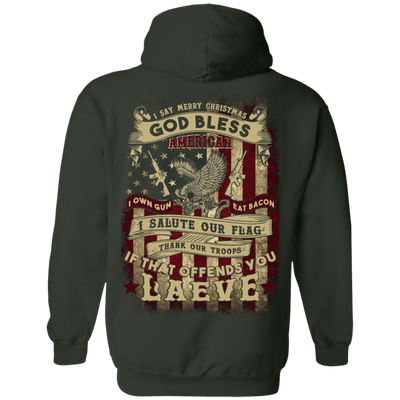 I Say Merry Christmas God Bless America Christmas-T-Shirt & Hoodie-Pullover Hoodie-Forest Green