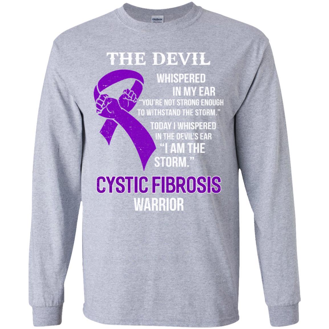I Am The Storm Support Cystic Fibrosis Awareness Warrior Gift Youth-Youth Shirt-Youth Long Sleeve T-Shirt-Sport Grey
