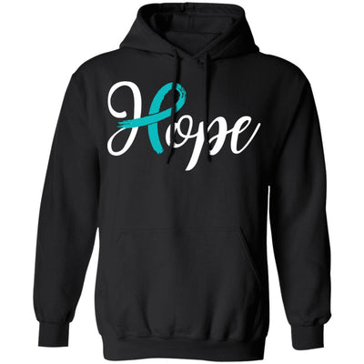 Ovarian Cancer Awareness Teal Ribbon Hope-T-Shirt & Hoodie-Pullover Hoodie-Black