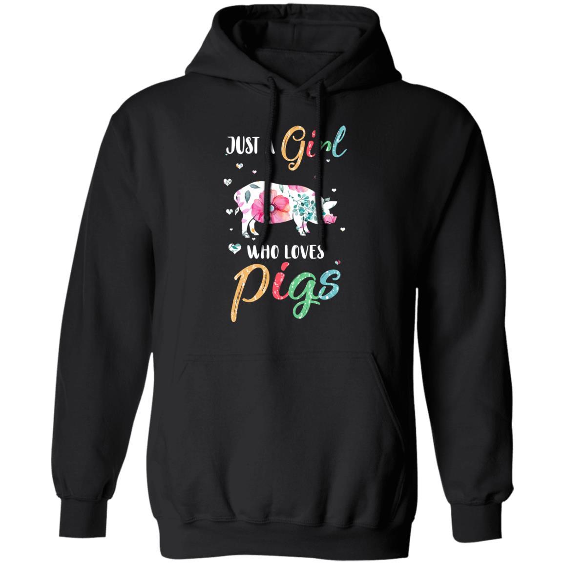 Just A Girl Who Loves Pigs Cute Pig Lover-T-Shirt & Hoodie-Pullover Hoodie-Black