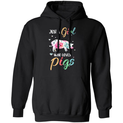 Just A Girl Who Loves Pigs Cute Pig Lover-T-Shirt & Hoodie-Pullover Hoodie-Black