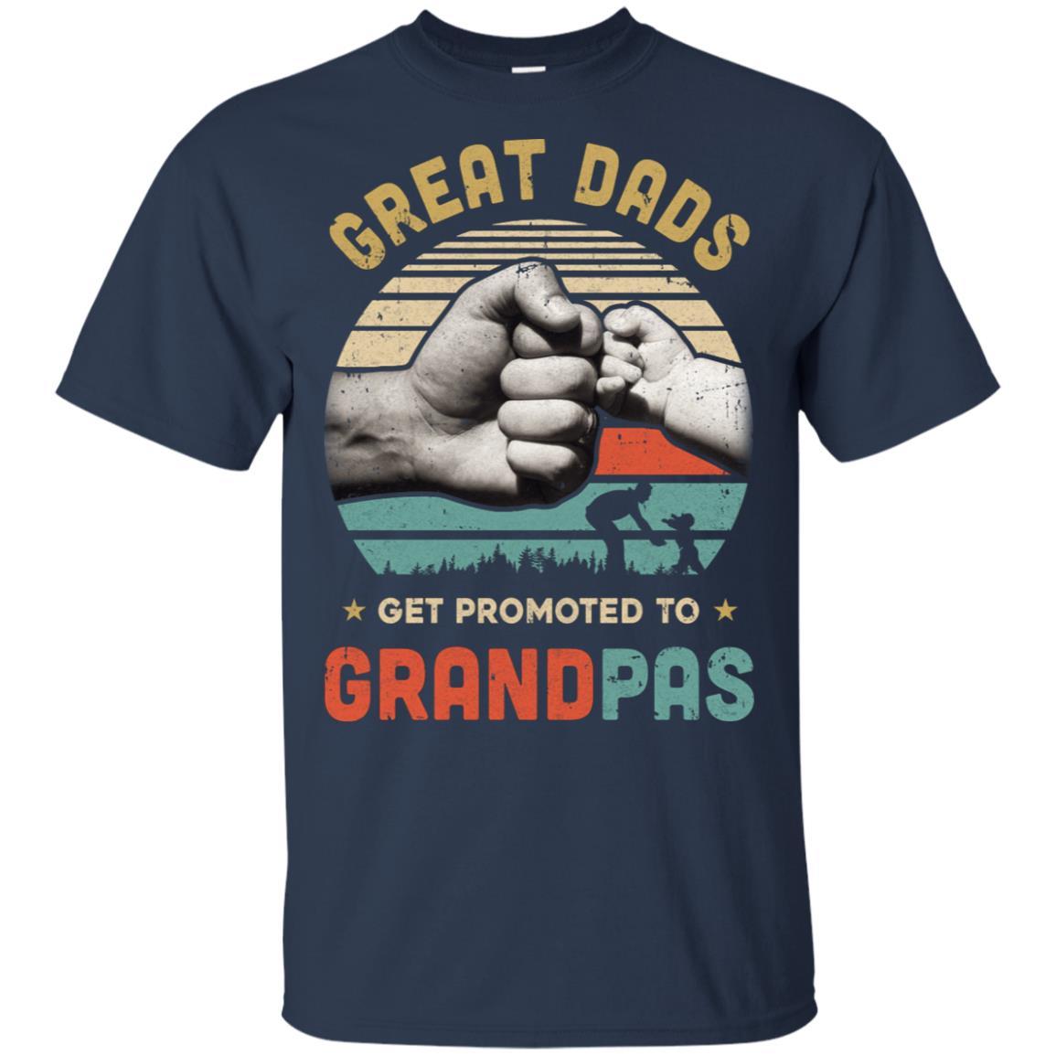 Vintage Great Dads Get Promoted To Grandpas Funny Dad-T-Shirt & Hoodie-Classic T-Shirt-Navy
