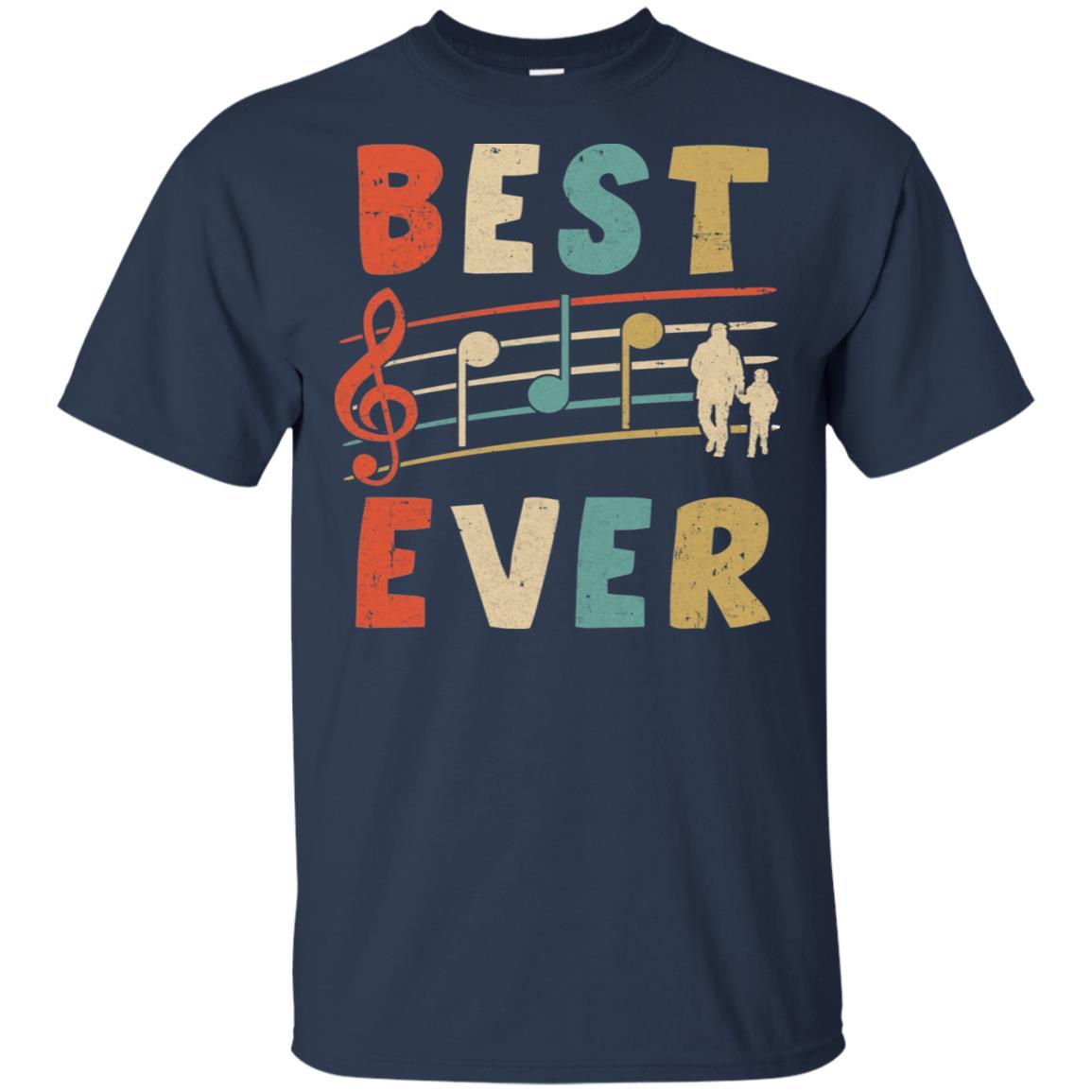 Vintage Retro Best Dad Ever Treble Clef Music Fathers Day Gift-T-Shirt & Hoodie-Classic T-Shirt-Navy