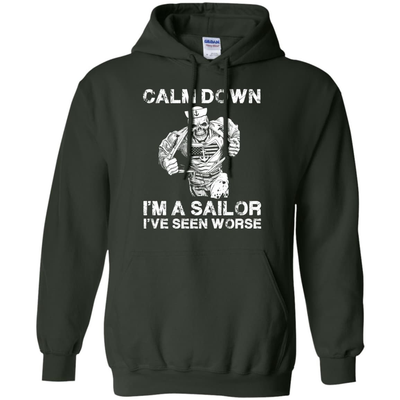 CALM DOWN - IM A SAILOR-T-Shirt & Hoodie-Pullover Hoodie-Forest Green