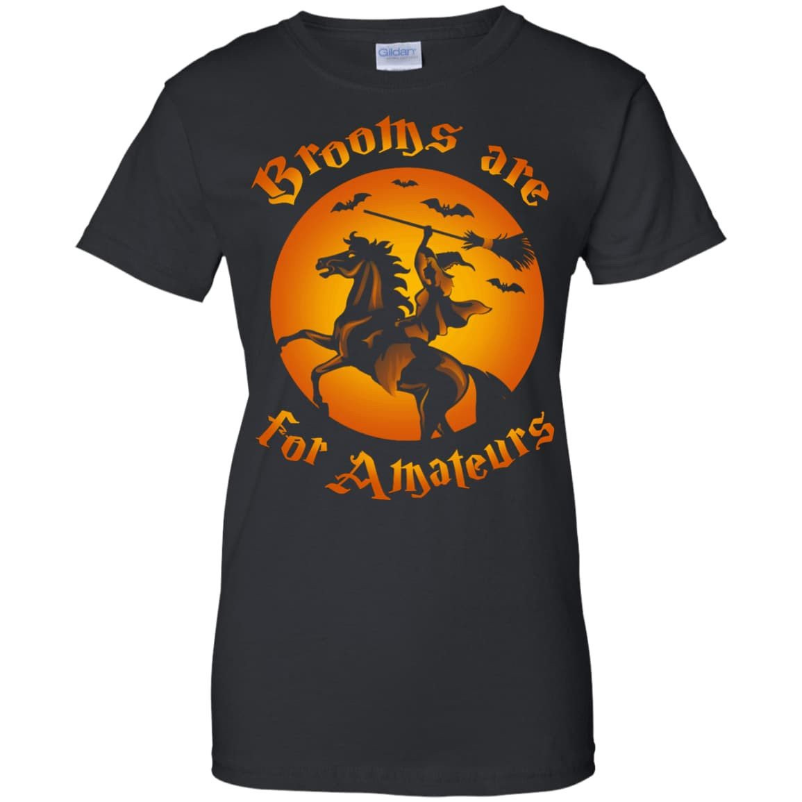 Brooms Are For Amateurs Funny Halloween Horse Riding-T-Shirt & Hoodie-Women's T-Shirt-Black