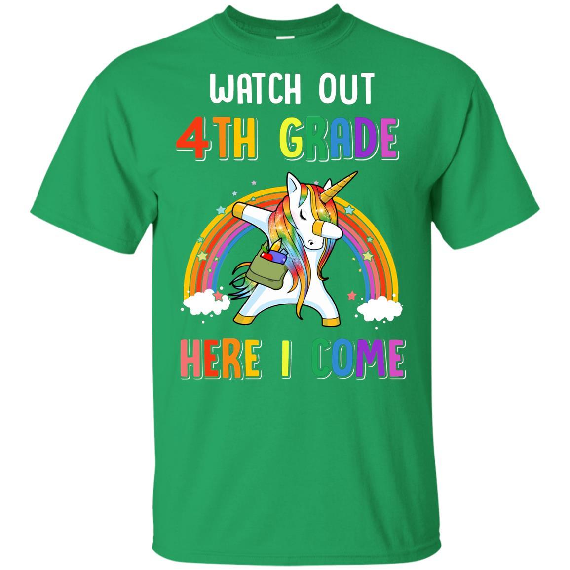 4th Grade Here I Come Unicorn Back To School Youth-Youth Shirt-Youth T-Shirt-Irish Green