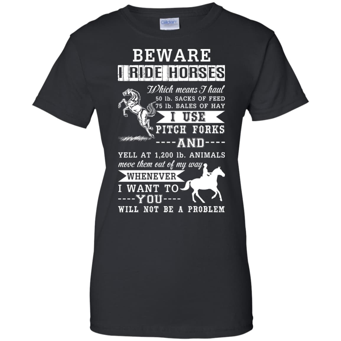 BEWARE I RIDE HORSES-T-Shirt & Hoodie-Women's T-Shirt-Black