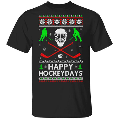 Happy Hockeydays Hockey Ugly Christmas Sweater Xmas Gift-T-Shirt & Sweatshirt-Classic T-Shirt-Black