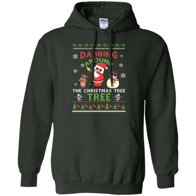 Dabbing Around The Christmas Tree Ugly Sweater-T-Shirt & Hoodie-Pullover Hoodie-Forest Green