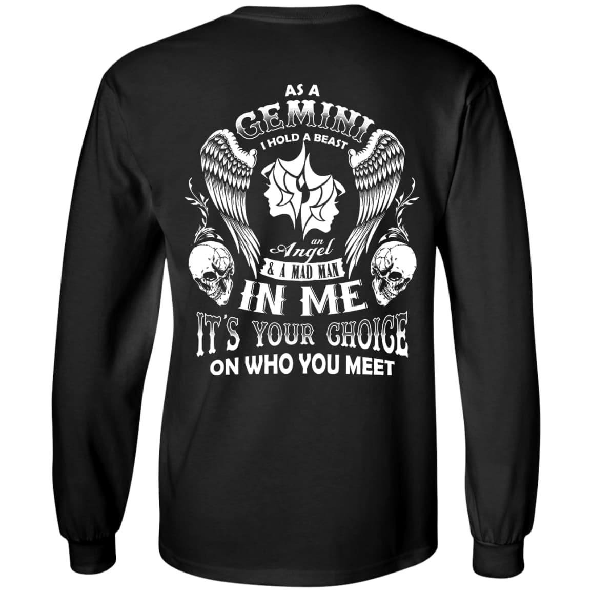 As A Gemini I Hold A Beast An Angel A Madman In Me-T-Shirt & Hoodie-Long Sleeve T-Shirt-Black