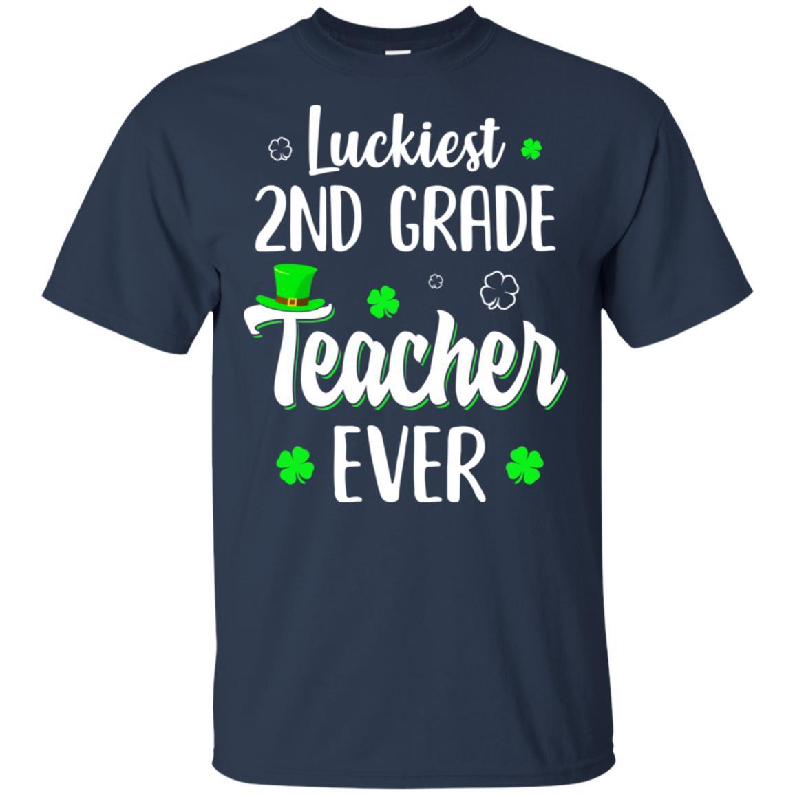Luckiest 2nd Grade Teacher Ever Irish St Patricks Day-T-Shirt & Hoodie-Classic T-Shirt-Navy