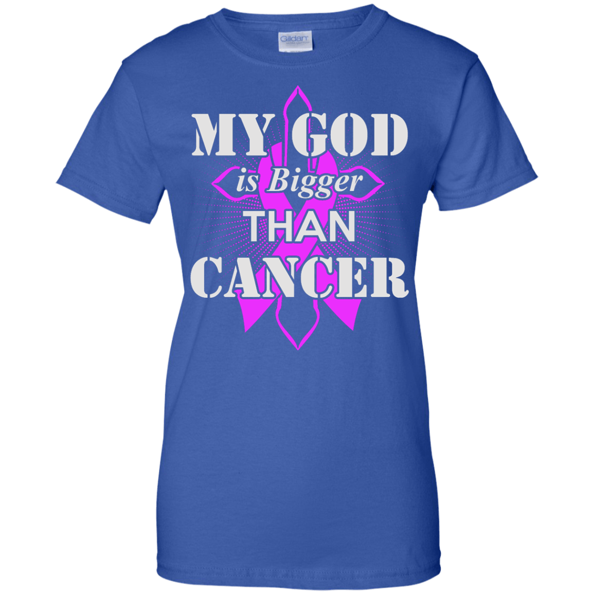 My God Is Bigger Than Cancer Purple Awareness Ribbon-T-Shirt & Hoodie-Women's T-Shirt-Royal