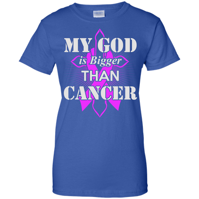 My God Is Bigger Than Cancer Purple Awareness Ribbon-T-Shirt & Hoodie-Women's T-Shirt-Royal