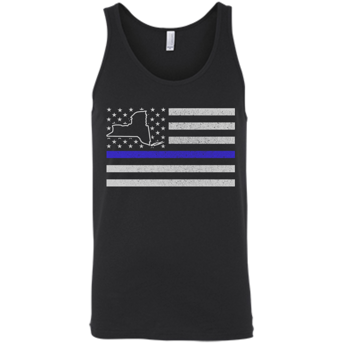 New York Thin Blue Line Police State-T-Shirt & Hoodie-Unisex Tank-Black