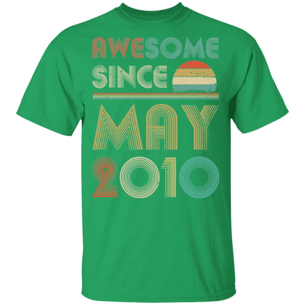 Awesome Since May 2010 Vintage 11th Birthday Gifts Youth-Youth Shirt-Youth T-Shirt-Irish Green