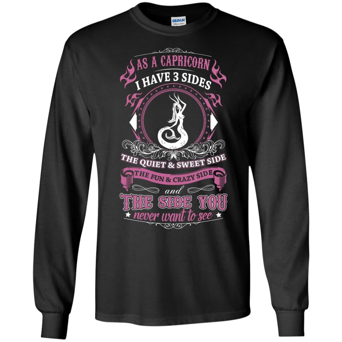 As A Capricorn I Have 3 Sides-T-Shirt & Hoodie-Long Sleeve T-Shirt-Black