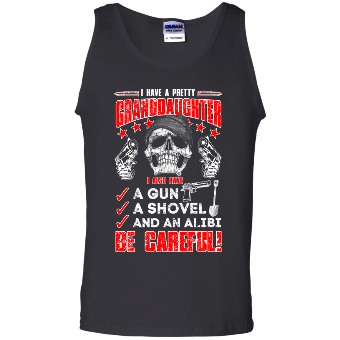 I HAVE A PRETTY GRANDDAUGHTER-T-Shirt & Hoodie-Unisex Tank-Black