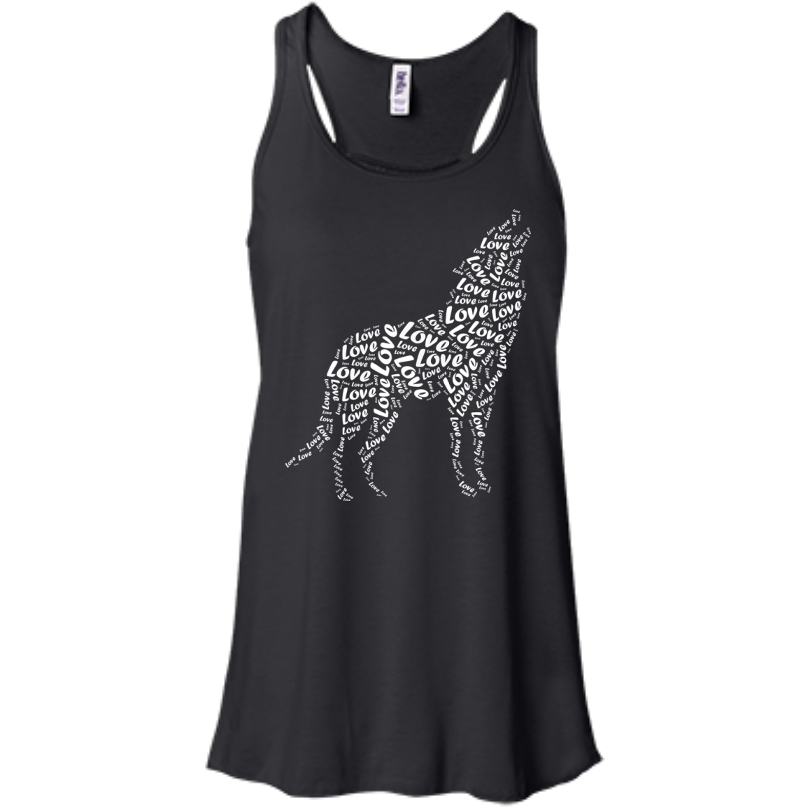 I Love Wolf-T-Shirt & Hoodie-Women's Flowy Racerback Tank-Black