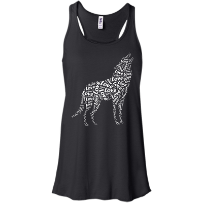 I Love Wolf-T-Shirt & Hoodie-Women's Flowy Racerback Tank-Black