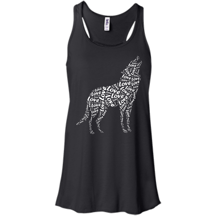 I Love Wolf-T-Shirt & Hoodie-Women's Flowy Racerback Tank-Black