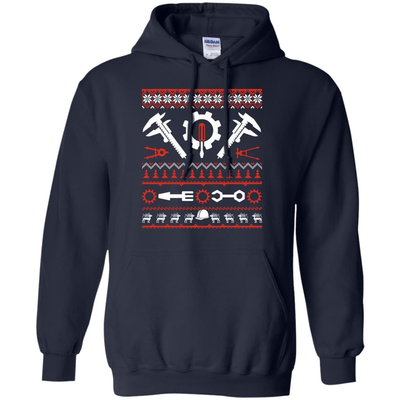 Engineer Christmas Sweater-T-Shirt & Hoodie-Pullover Hoodie-Navy