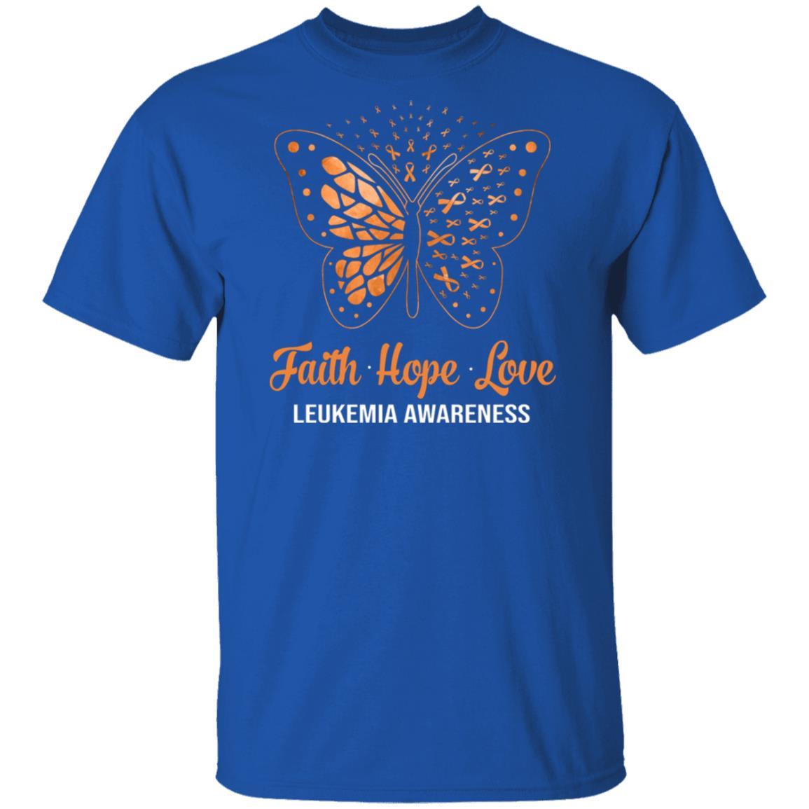 Faith Hope Love Orange Butterfly Leukemia Awareness-T-Shirt & Hoodie-Classic T-Shirt-Royal