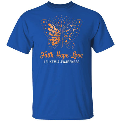 Faith Hope Love Orange Butterfly Leukemia Awareness-T-Shirt & Hoodie-Classic T-Shirt-Royal