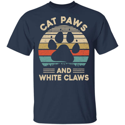Cat Paws And White Claws Vintage Cute Cat Lover-T-Shirt & Hoodie-Classic T-Shirt-Navy