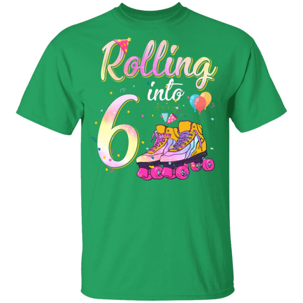 6 Years Old Birthday Girls Roller Skates 80's 6th Birthday Youth-Youth Shirt-Youth T-Shirt-Irish Green