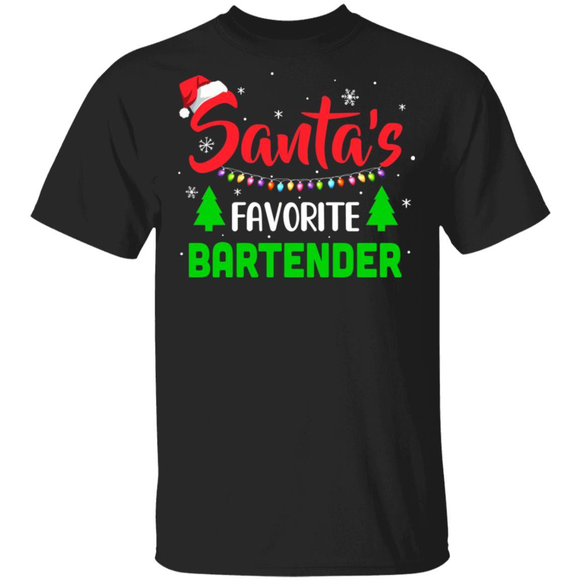 Santa's Favorite Bartender Funny Christmas Xmas Gifts-T-Shirt & Sweatshirt-Classic T-Shirt-Black